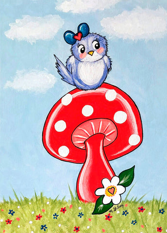 Blue Bird and Mushroom