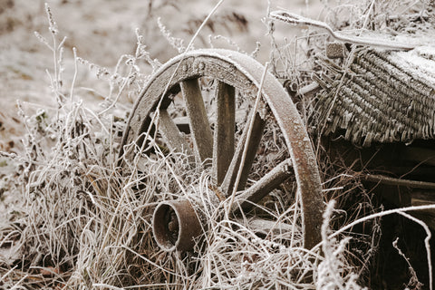 Frost Covered Wagon Wheel