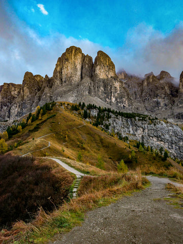 Stairway to Passo Gardena, Dolomites, Italy