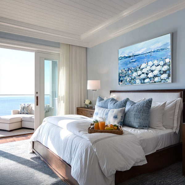 Sailboats and White Hydrangeas 1 | McGaw Graphics