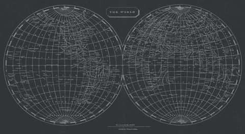 Map of the World, 1812 (chalkboard) -  Aaron Arrowsmith - McGaw Graphics