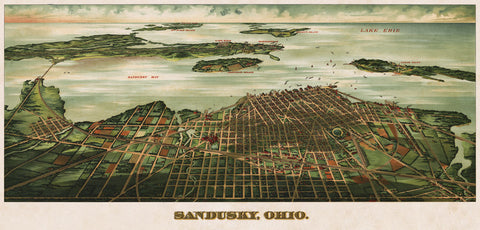 Bird’s Eye View of Sandusky, Ohio, 1898 -  Alvord Peters Co. - McGaw Graphics