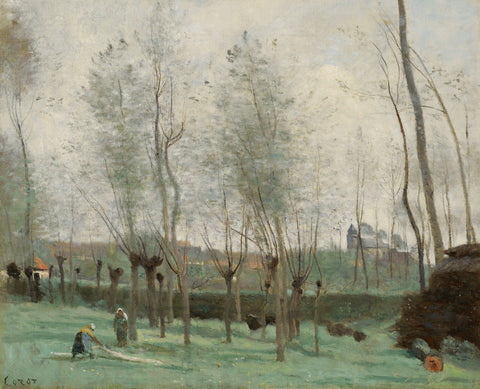 Washerwomen in a Willow Grove, 1871 -  Jean-Baptiste Camille Corot - McGaw Graphics