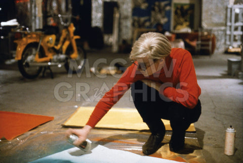 Andy with Spray Paint and Moped, The Factory, NYC, circa 1965 -  Andy Warhol/ Nat Finkelstein - McGaw Graphics