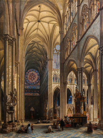 Interior of the Cathedral of Amiens, 1842 -  Jules Victor Genisson - McGaw Graphics