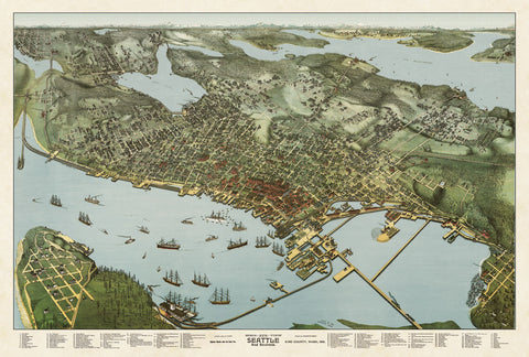 Map of Seattle, Washington, 1891 -  A. Koch - McGaw Graphics