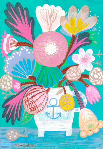 Flowers in a Sailor Jar -  Mercedes Lagunas - McGaw Graphics