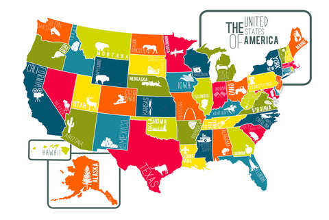 USA Map (bright) -  Katelyn Lynch - McGaw Graphics