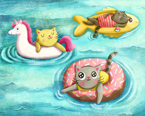 Cat Pool Floats -  My Zoetrope - McGaw Graphics