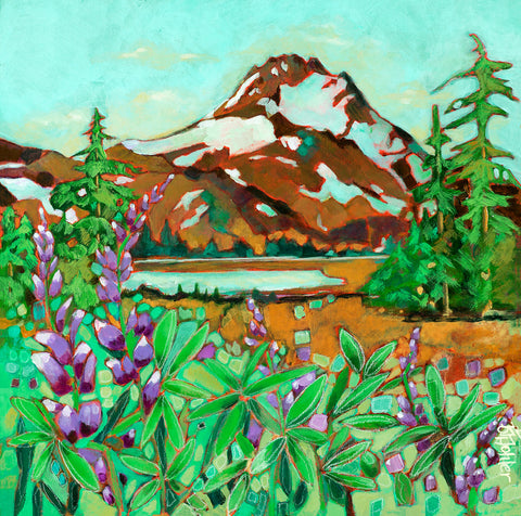 Mt. Jefferson and Lupine -  Dorothy Holmes Mohler - McGaw Graphics