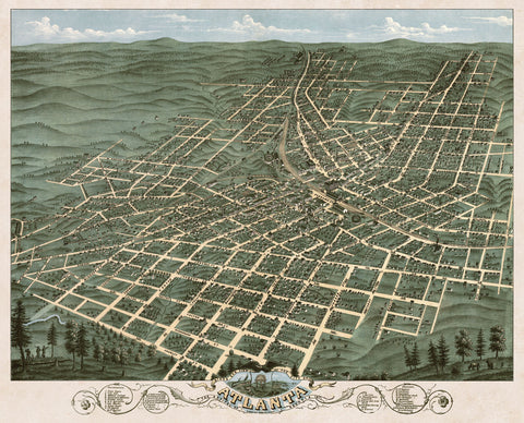 Bird’s Eye View of the City of Atlanta, Georgia, 1871 -  A. Ruger - McGaw Graphics