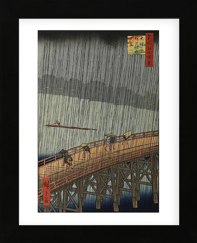 Sudden Shower (Framed) -  Ando Hiroshige - McGaw Graphics