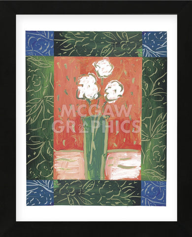White Flowers on Orange  (Framed) -  James Hussey - McGaw Graphics