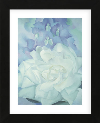 White Rose with Larkspur No. 2, 1927  (Framed) -  Georgia O'Keeffe - McGaw Graphics