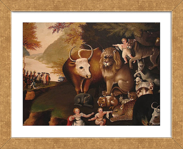 イギリス購入★木製額入り絵 PIG & SHEEP Peaceable Kingdom (Framed) | McGaw Graphics