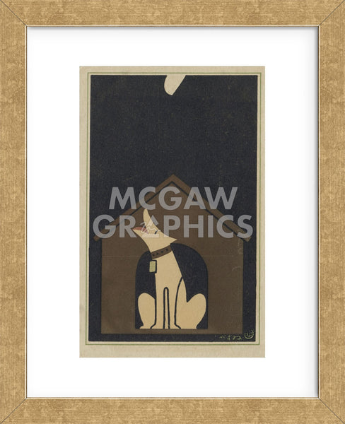 Dog Barking at the Moon (Framed) | McGaw Graphics