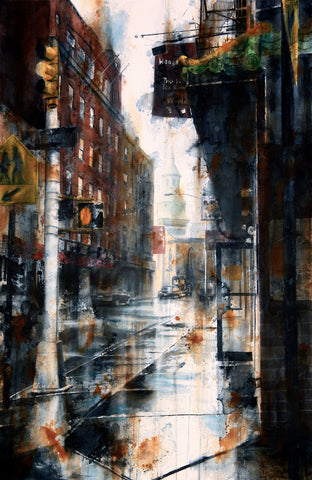 Transfiguration Church, Mott street, rain -  Tim Saternow - McGaw Graphics
