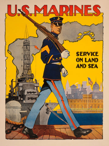 U.S. Marines, Service on Land and Sea -  Vintage Reproduction - McGaw Graphics