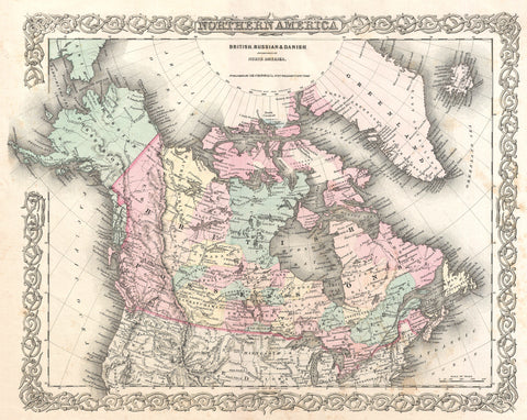 Colton - Map of British North America or Canada, 1855 -  Vintage Map - McGaw Graphics