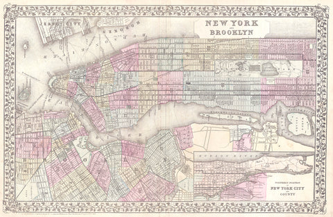 Mitchell - Map of New York City, 1882 -  Vintage Map - McGaw Graphics