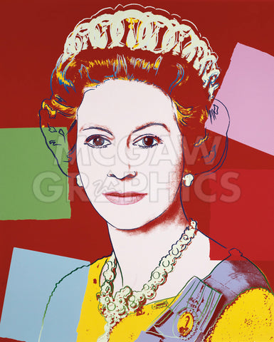 Reigning Queens: Queen Elizabeth II of the United Kingdom, 1985 (dark outline) -  Andy Warhol - McGaw Graphics