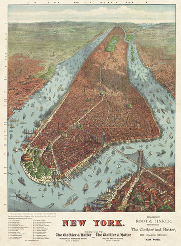 Map of Manhattan, 1879 -  J.W. Williams - McGaw Graphics