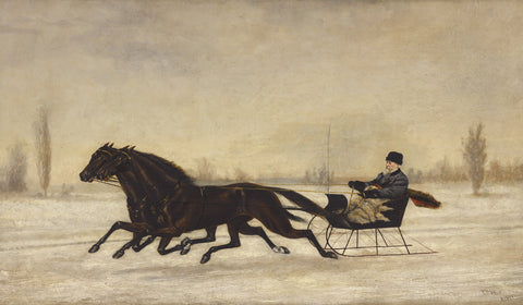 David Marsh in Horse-Drawn Sleigh in a Winter Landscape, 1880 -  Peter B. West - McGaw Graphics