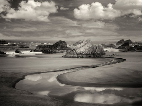 Ocean Stream Reflection (Black & White)