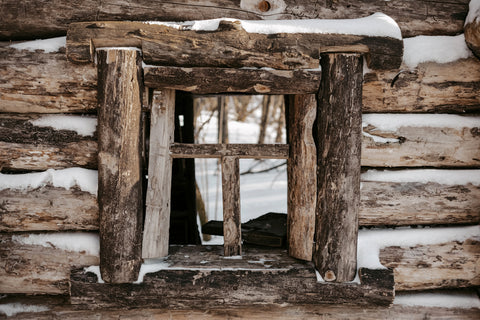 Snow Covered Log Cabin