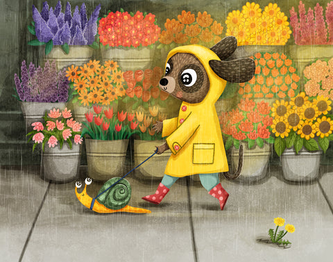 Dog and Snail Rain Walk