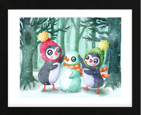 Penguins Snowman (Framed)