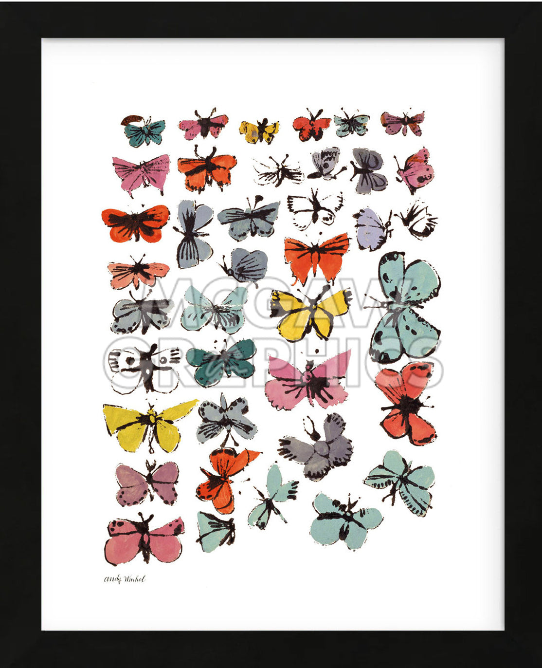bugaboo andy warhol butterfly Butterflies, 1955 (many/varied colors) (Framed)