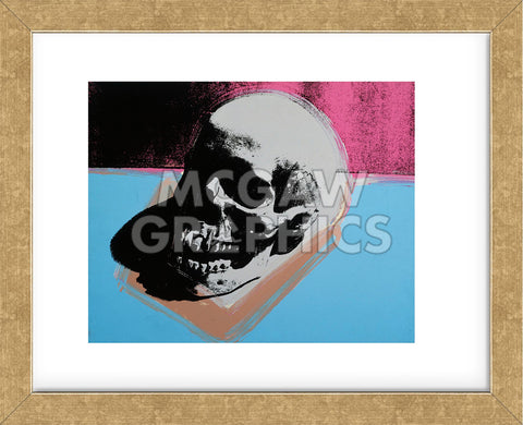 Skull, 1976 (white on blue and pink) (Framed)