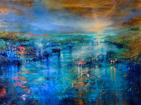 Here and Now - Bright Blue Abstract Landscape -  Annette Schmucker - McGaw Graphics