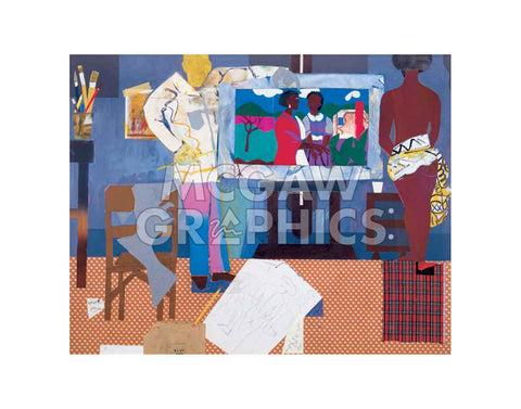 Profile/Part II, The Thirties: Artist with Painting and Model, 1981 -  Romare Bearden - McGaw Graphics