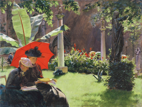 Afternoon in the Cluny Garden, Paris, 1889 -  Charles Curran - McGaw Graphics