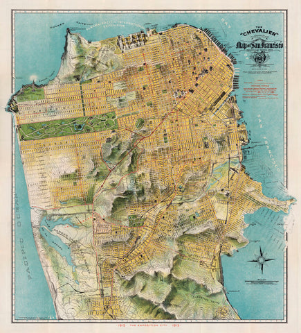 Map of San Francisco, California, 1912 -  August Chevalier - McGaw Graphics