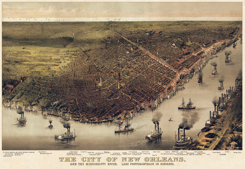 The City of New Orleans, Louisiana, 1885 -  Currier & Ives - McGaw Graphics