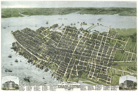 Bird’s Eye View of the City of Charleston, South Carolina, 1872 -  C.N. Drie - McGaw Graphics