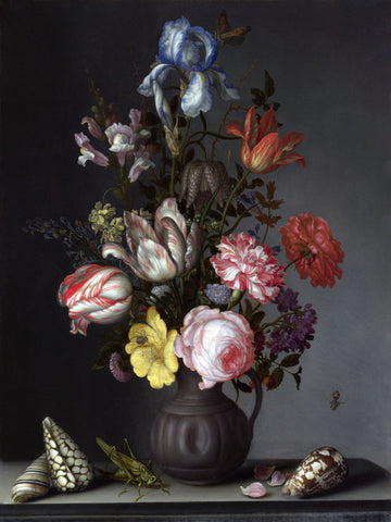 Balthasar van der Ast, Flowers in a Vase with Shells and Insects -  Dutch Florals - McGaw Graphics