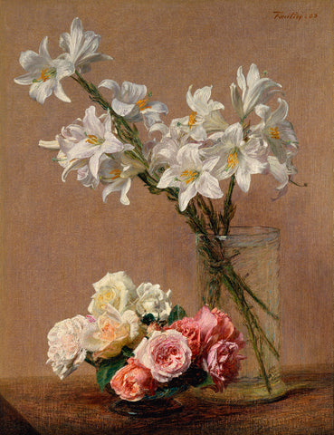 Roses and Lilies,1888 -  Henri Fantin-Latour - McGaw Graphics