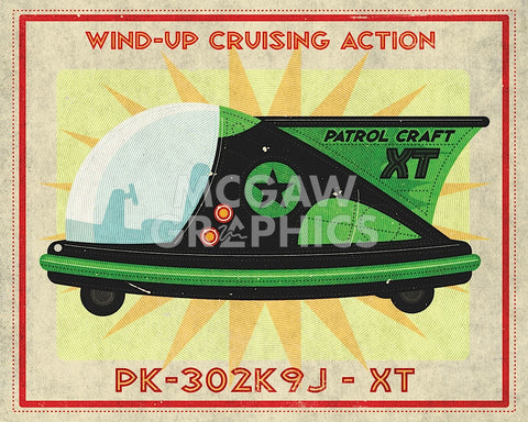 Patrol Craft XT Box Art Tin Toy -  John W. Golden - McGaw Graphics