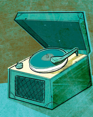 Old School Record Player in Aqua -  John W. Golden - McGaw Graphics