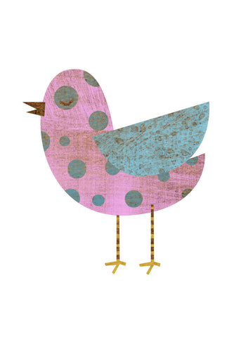 Pink and Blue Polka Dot Bird -  John W. Golden - McGaw Graphics