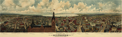 Panoramic View of Milwaukee, Wisconsin, 1898 -  Gugler Litho. - McGaw Graphics
