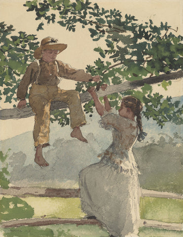 On the Fence, 1878 -  Winslow Homer - McGaw Graphics