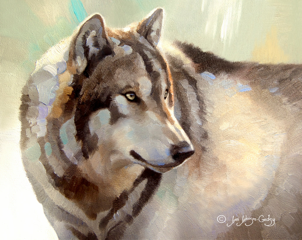 grey wolf painting