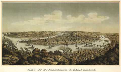 View of Pittsburgh & Allegheny, 1874 -  Krebs - McGaw Graphics