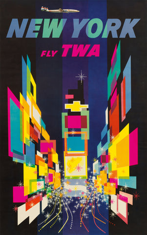 New York Fly TWA, 1956 -  David Klein - McGaw Graphics