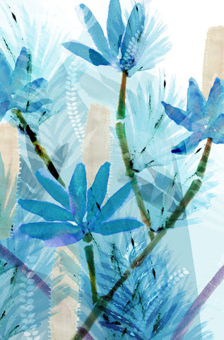 Blue Bamboo Flowers II -  Flora Kouta - McGaw Graphics